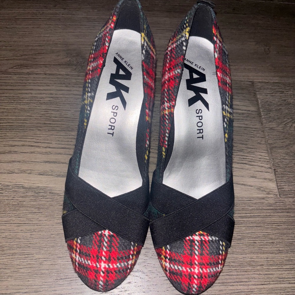 Anne Klein Plaid Flats - Red, Black, Yellow